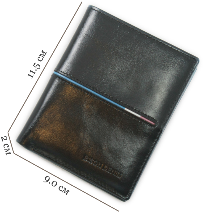 Размеры бумажника Bison Denim Echo Oil Wax Black